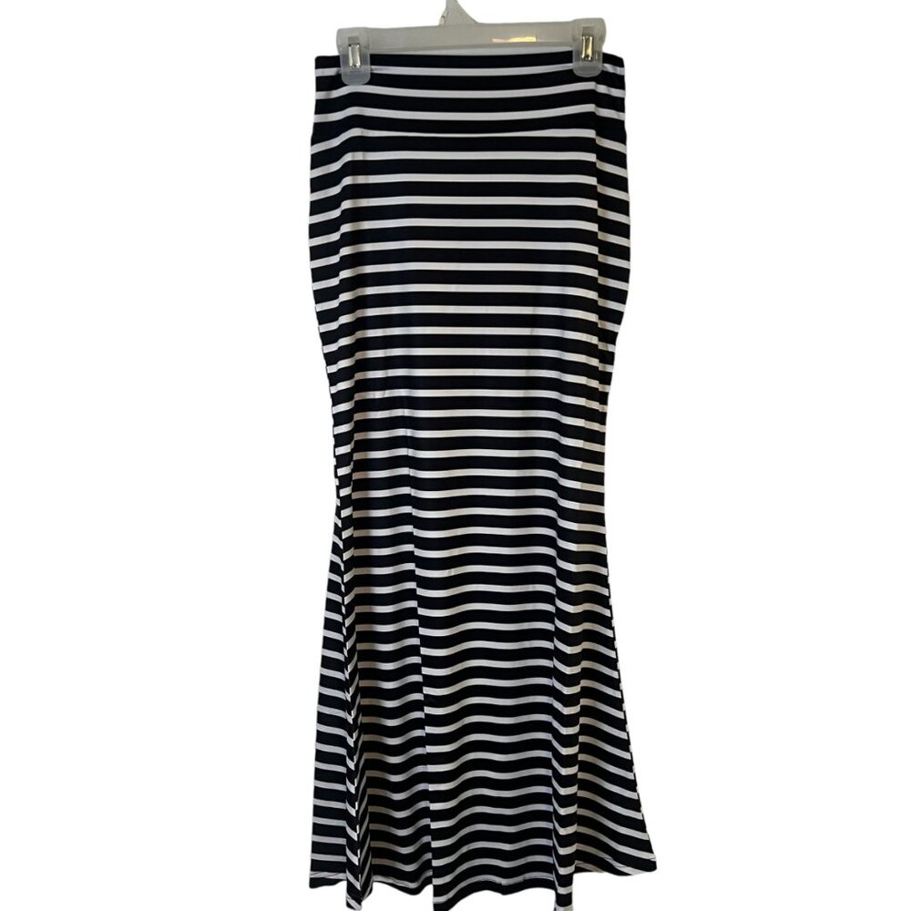 Maxie Skirt Striped Womens Medium Black White Pull On Stretch NEW